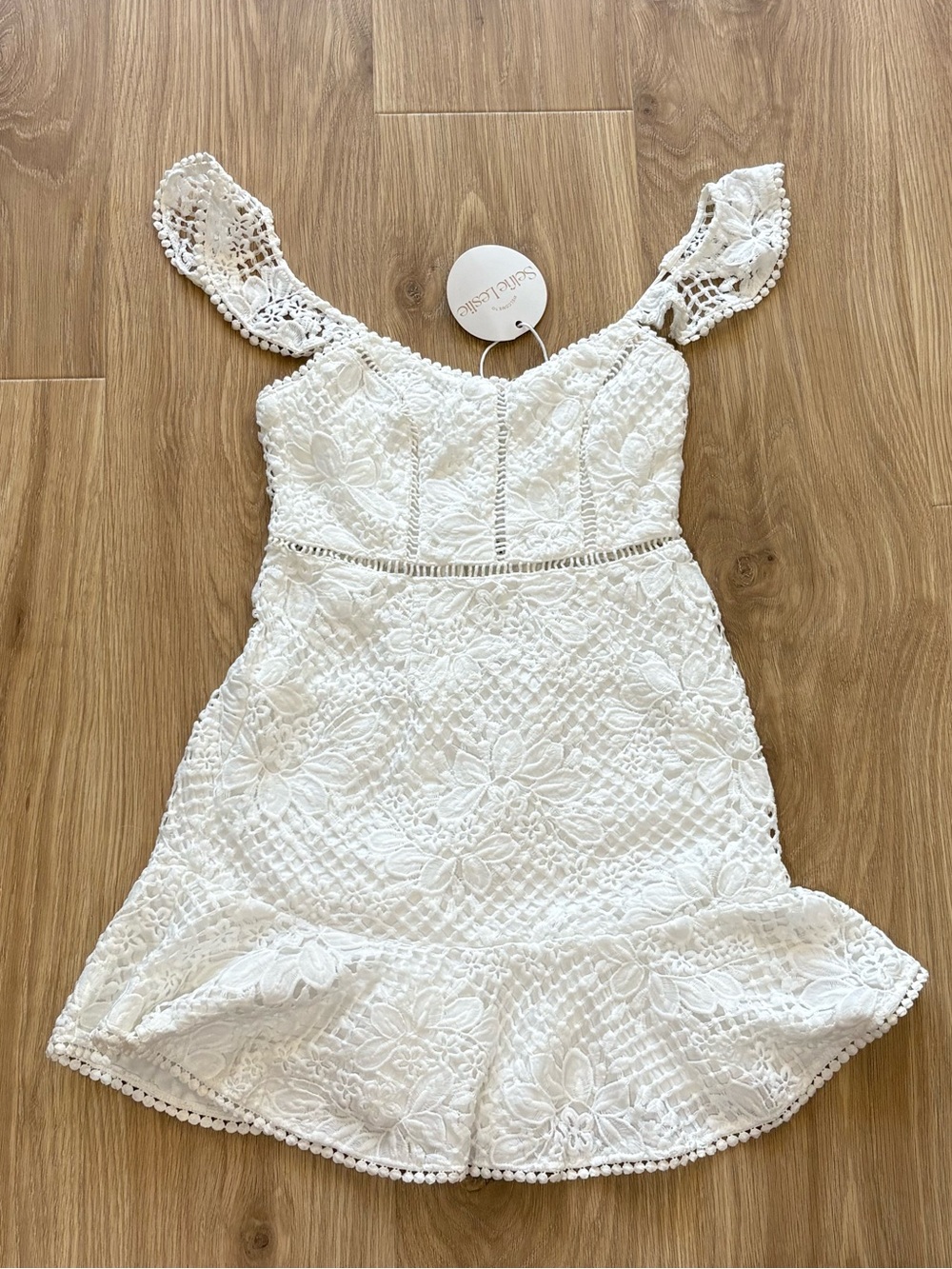 Selfie Leslie White Crochet Lace Mini Dress - Picture 2 of 9